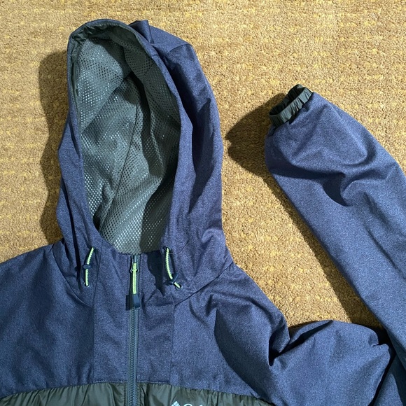 Green & Grey Columbia Hooded Pullover Puffer Insulated Quarter Zip Jacket - Picture 3 of 8